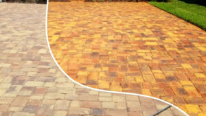 Before and after paver sealing